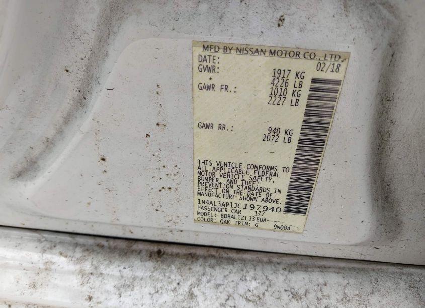 Photo 9 of 2018 Nissan Altima 2.5 SV (VIN 1N4AL3AP1JC197940)