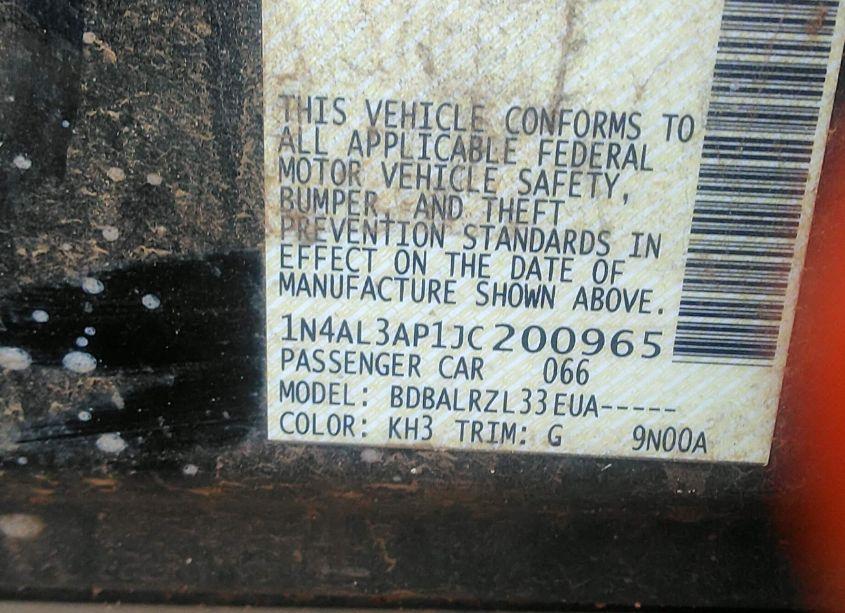 Photo 9 of 2018 Nissan Altima 2.5 SL (VIN 1N4AL3AP1JC200965)