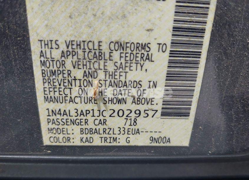 Photo 9 of 2018 Nissan Altima 2.5 SL (VIN 1N4AL3AP1JC202957)