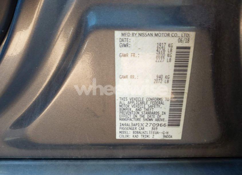 Photo 9 of 2018 Nissan Altima 2.5 SR (VIN 1N4AL3AP1JC270966)