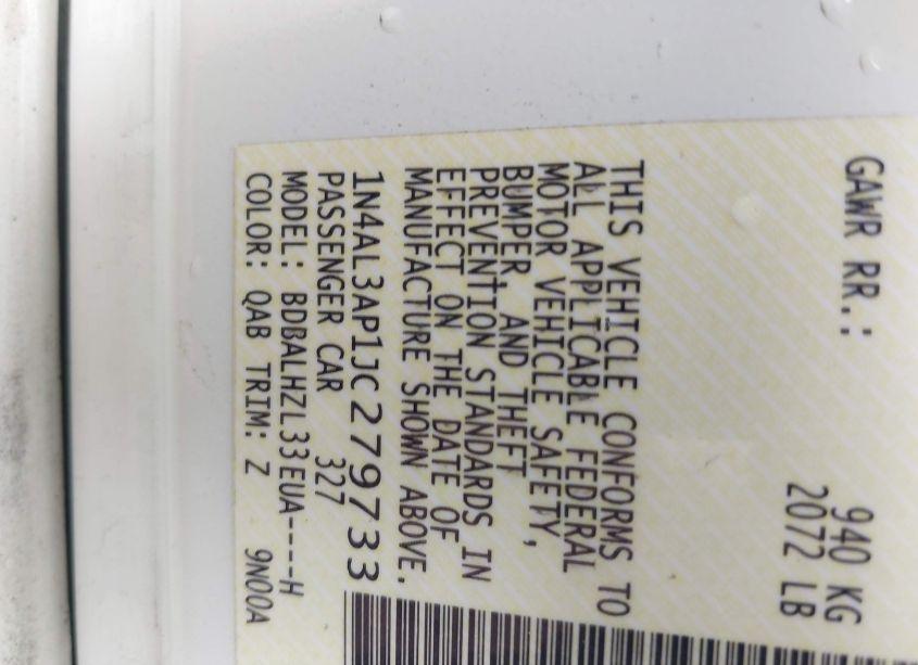 Photo 9 of 2018 Nissan Altima 2.5 SR (VIN 1N4AL3AP1JC279733)