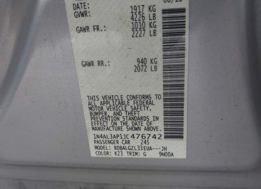 Photo 9 of 2018 Nissan Altima 2.5 S (VIN 1N4AL3AP1JC476742)