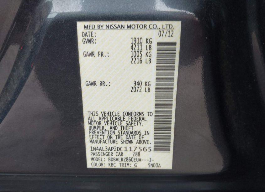 Photo 9 of 2013 Nissan Altima 2.5 S (VIN 1N4AL3AP2DC117565)