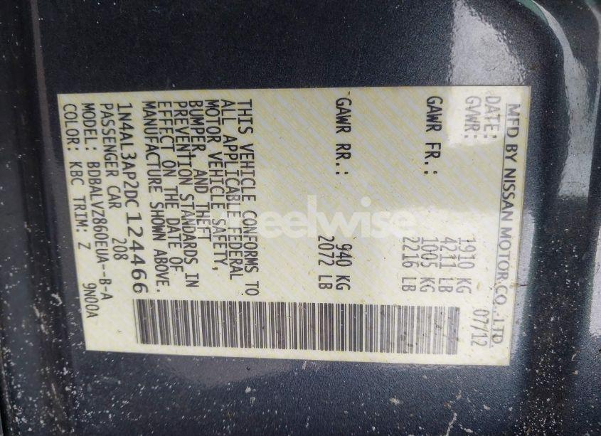 Photo 9 of 2013 Nissan Altima 2.5 SL (VIN 1N4AL3AP2DC124466)