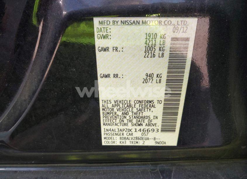 Photo 9 of 2013 Nissan Altima 2.5 SL (VIN 1N4AL3AP2DC146693)