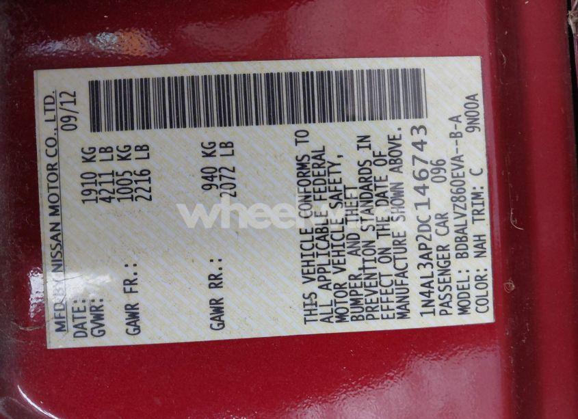 Photo 9 of 2013 Nissan Altima 2.5 SL (VIN 1N4AL3AP2DC146743)