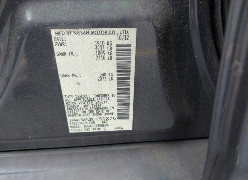 Photo 9 of 2013 Nissan Altima 2.5 SV (VIN 1N4AL3AP2DC151876)