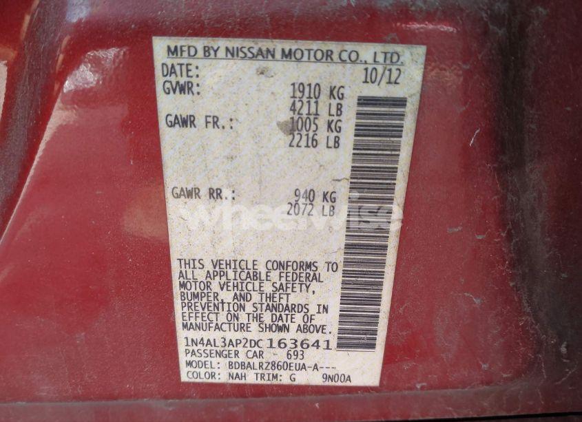 Photo 9 of 2013 Nissan Altima 2.5 S (VIN 1N4AL3AP2DC163641)