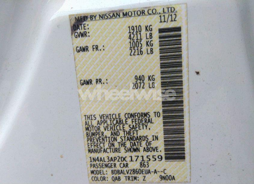 Photo 9 of 2013 Nissan Altima 2.5 SL (VIN 1N4AL3AP2DC171559)