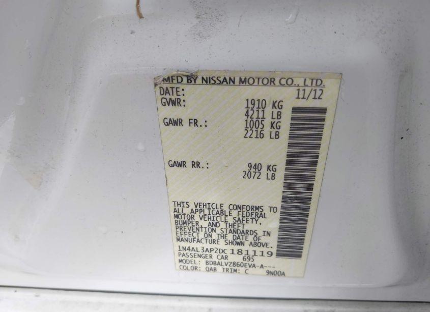 Photo 9 of 2013 Nissan Altima 2.5 SL (VIN 1N4AL3AP2DC181119)