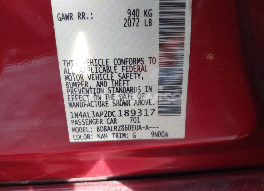 Photo 9 of 2013 Nissan Altima 2.5 S (VIN 1N4AL3AP2DC189317)