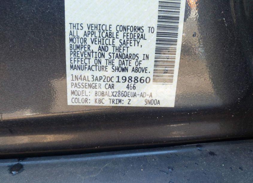 Photo 9 of 2013 Nissan Altima 2.5 SL (VIN 1N4AL3AP2DC198860)