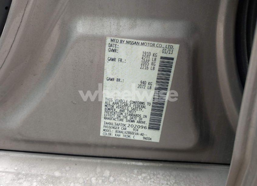 Photo 9 of 2013 Nissan Altima 2.5 SL (VIN 1N4AL3AP2DC202096)