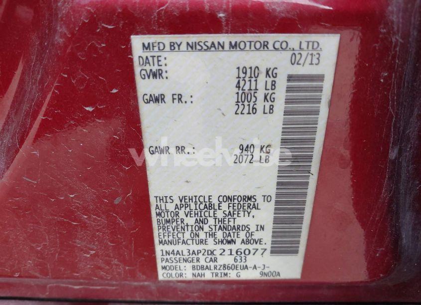 Photo 9 of 2013 Nissan Altima 2.5 S (VIN 1N4AL3AP2DC216077)