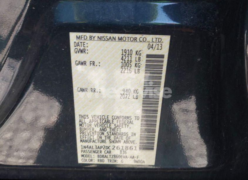 Photo 9 of 2013 Nissan Altima 2.5 SV (VIN 1N4AL3AP2DC261861)