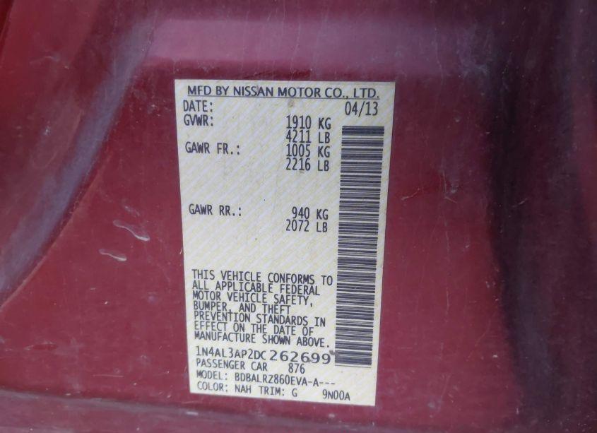 Photo 9 of 2013 Nissan Altima 2.5 S (VIN 1N4AL3AP2DC262699)