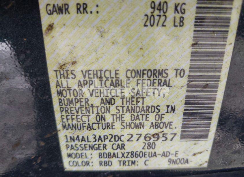 Photo 9 of 2013 Nissan Altima 2.5 SL (VIN 1N4AL3AP2DC276957)