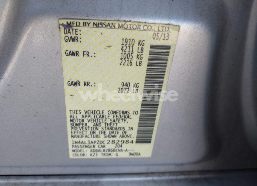 Photo 9 of 2013 Nissan Altima 2.5 S (VIN 1N4AL3AP2DC282984)