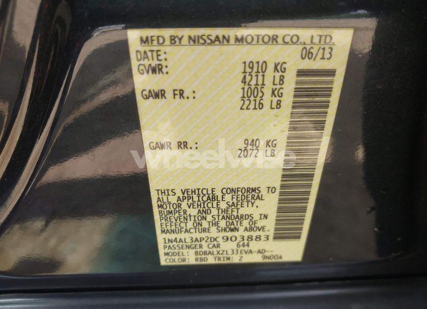 Photo 9 of 2013 Nissan Altima 2.5 SL (VIN 1N4AL3AP2DC903883)