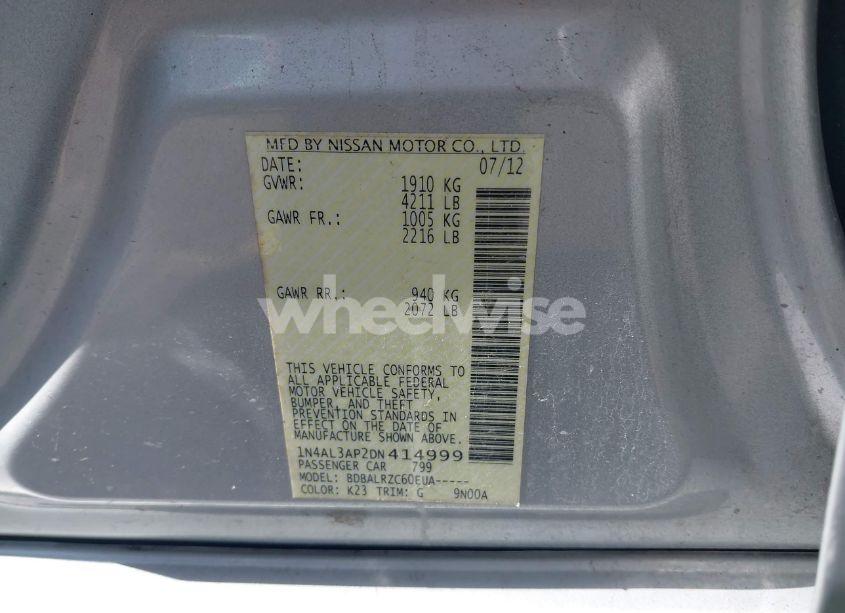 Photo 9 of 2013 Nissan Altima 2.5 S (VIN 1N4AL3AP2DN414999)