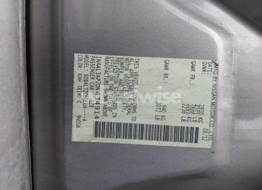 Photo 9 of 2013 Nissan Altima 2.5 SV (VIN 1N4AL3AP2DN434914)