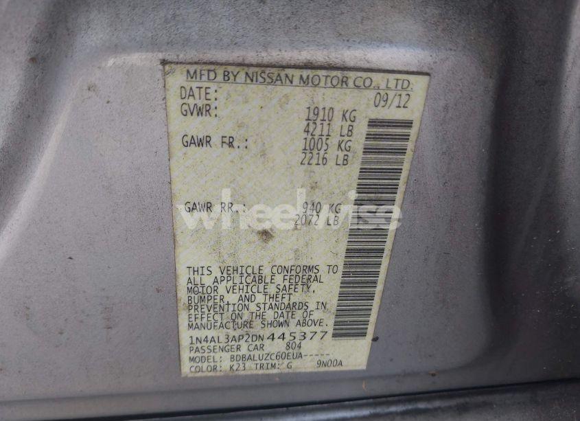 Photo 9 of 2013 Nissan Altima 2.5 SV (VIN 1N4AL3AP2DN445377)