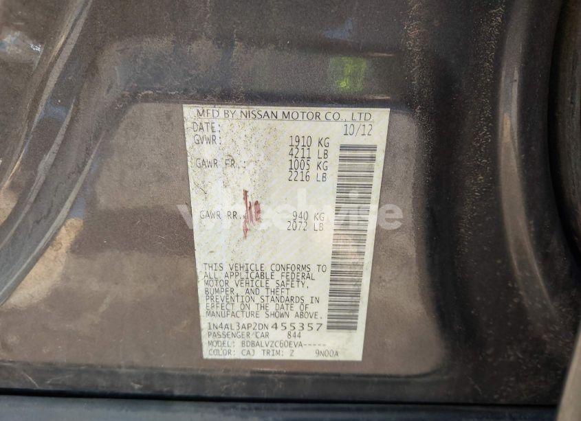 Photo 9 of 2013 Nissan Altima 2.5 SL (VIN 1N4AL3AP2DN455357)