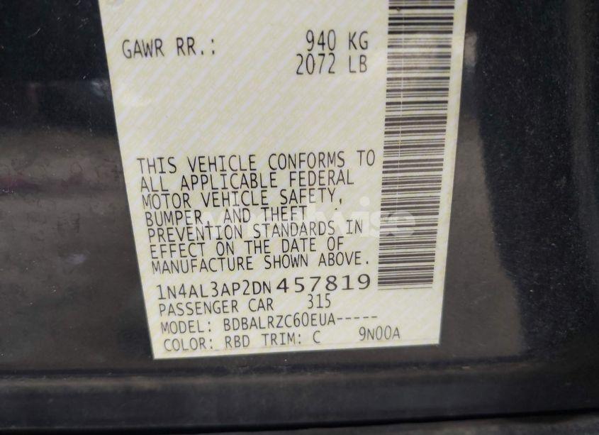 Photo 9 of 2013 Nissan Altima 2.5 S (VIN 1N4AL3AP2DN457819)