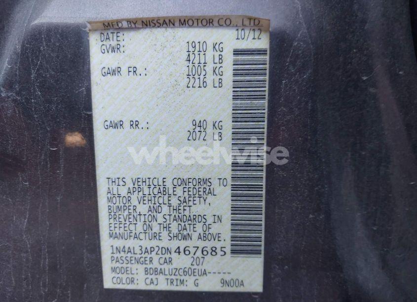 Photo 9 of 2013 Nissan Altima 2.5 SV (VIN 1N4AL3AP2DN467685)