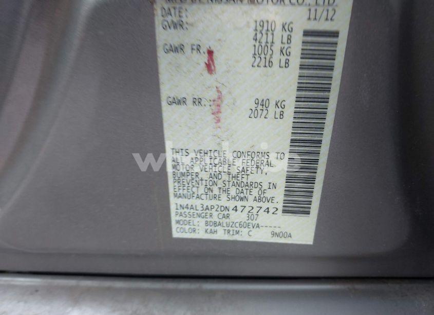 Photo 9 of 2013 Nissan Altima 2.5 SV (VIN 1N4AL3AP2DN472742)