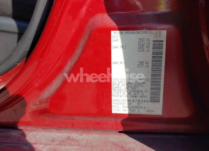 Photo 9 of 2013 Nissan Altima 2.5 SV (VIN 1N4AL3AP2DN478346)