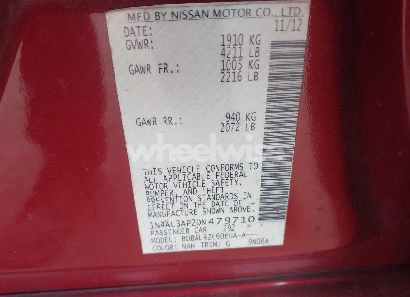 Photo 9 of 2013 Nissan Altima 2.5 S (VIN 1N4AL3AP2DN479710)