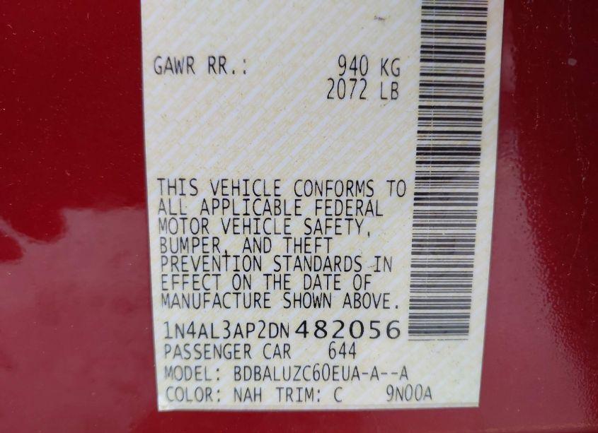 Photo 9 of 2013 Nissan Altima 2.5 SV (VIN 1N4AL3AP2DN482056)