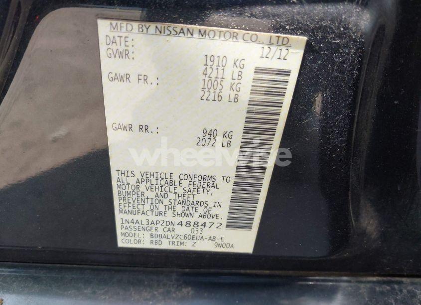 Photo 9 of 2013 Nissan Altima 2.5 SL (VIN 1N4AL3AP2DN488472)