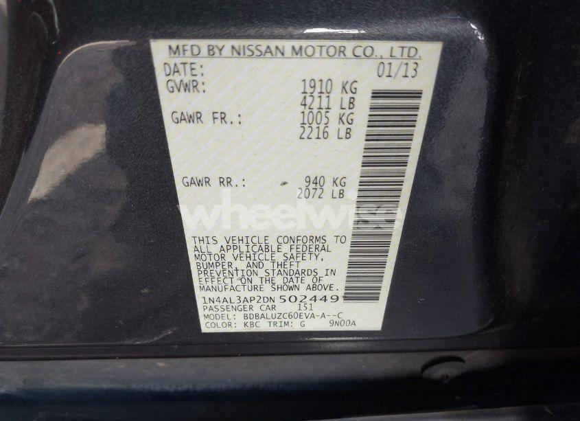 Photo 9 of 2013 Nissan Altima 2.5 SV (VIN 1N4AL3AP2DN502449)