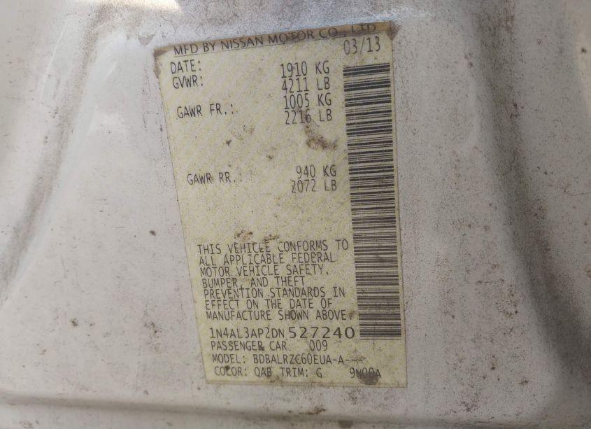 Photo 9 of 2013 Nissan Altima 2.5 S (VIN 1N4AL3AP2DN527240)