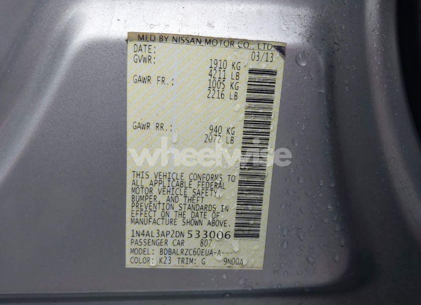 Photo 9 of 2013 Nissan Altima 2.5 S (VIN 1N4AL3AP2DN533006)