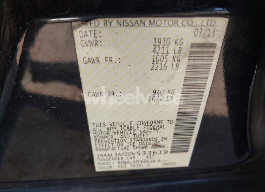 Photo 9 of 2013 Nissan Altima 2.5 S (VIN 1N4AL3AP2DN533619)