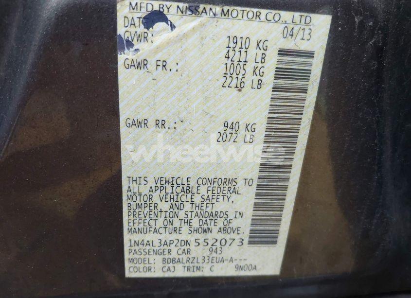 Photo 9 of 2013 Nissan Altima 2.5 S (VIN 1N4AL3AP2DN552073)