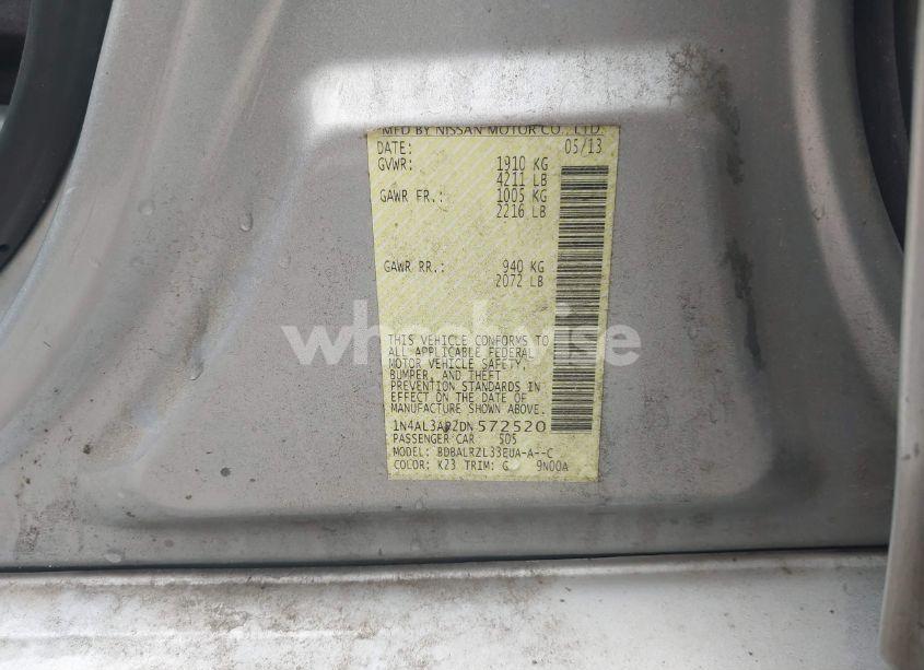 Photo 9 of 2013 Nissan Altima 2.5 S (VIN 1N4AL3AP2DN572520)