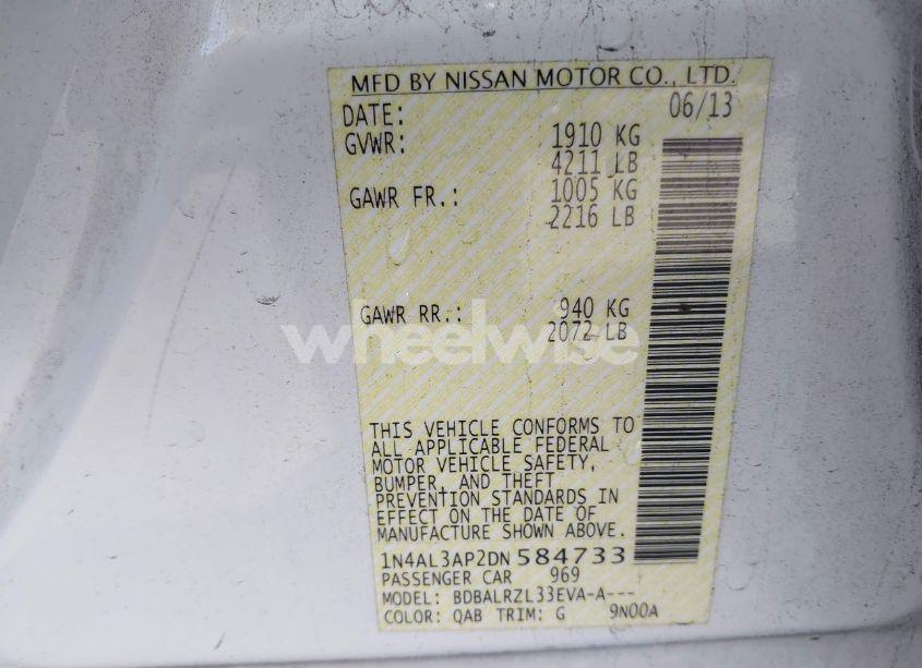 Photo 9 of 2013 Nissan Altima 2.5 S (VIN 1N4AL3AP2DN584733)