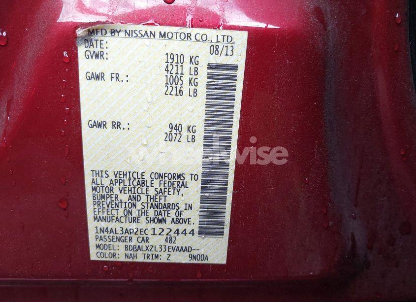 Photo 9 of 2014 Nissan Altima 2.5 SL (VIN 1N4AL3AP2EC122444)