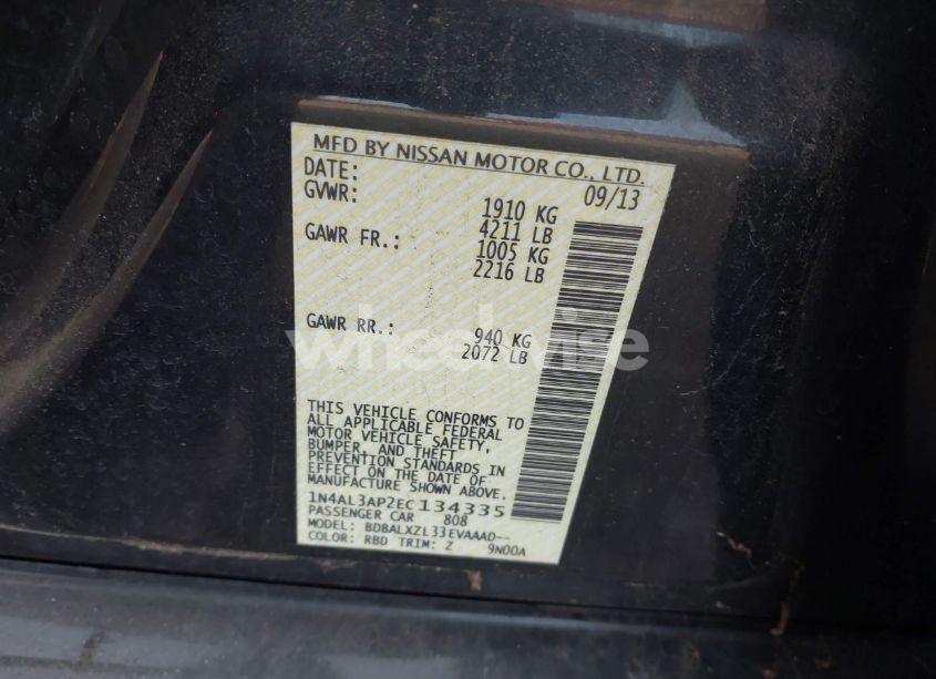 Photo 9 of 2014 Nissan Altima 2.5 SL (VIN 1N4AL3AP2EC134335)