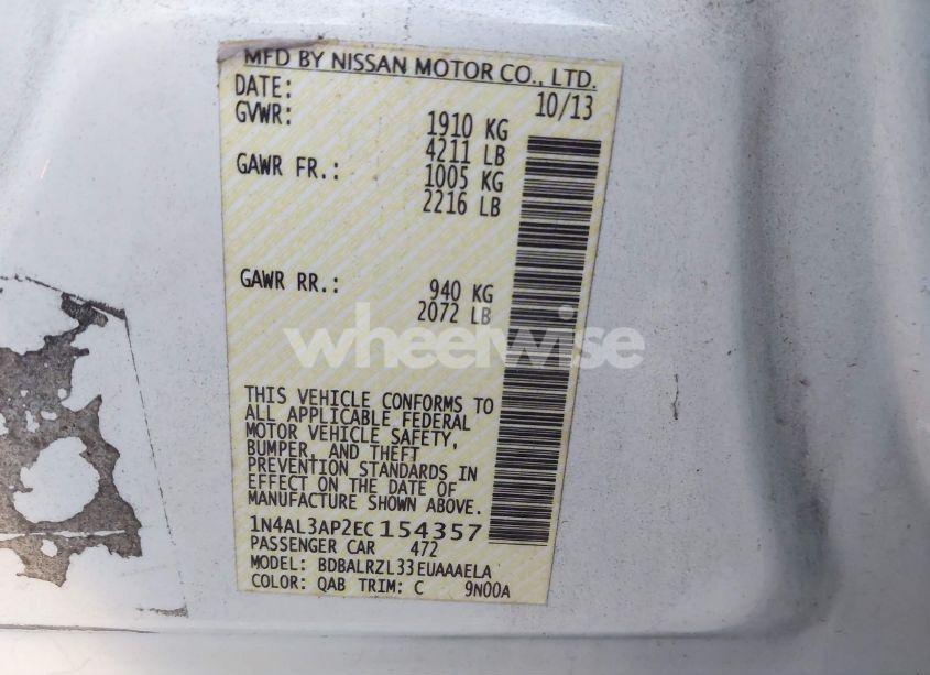 Photo 9 of 2014 Nissan Altima 2.5 S (VIN 1N4AL3AP2EC154357)