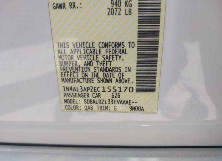 Photo 9 of 2014 Nissan Altima 2.5 S (VIN 1N4AL3AP2EC155170)