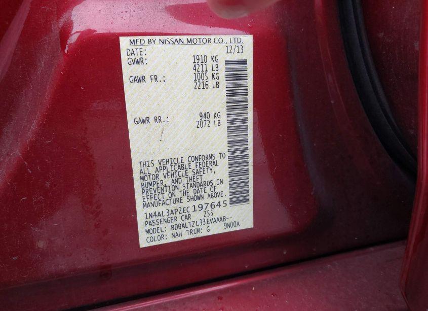 Photo 9 of 2014 Nissan Altima 2.5 SV (VIN 1N4AL3AP2EC197645)