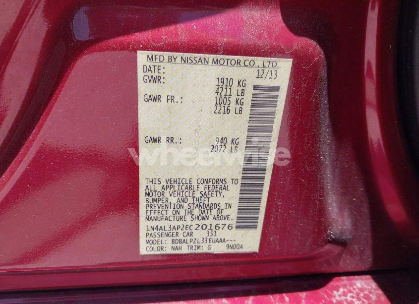 Photo 9 of 2014 Nissan Altima 2.5 (VIN 1N4AL3AP2EC201676)