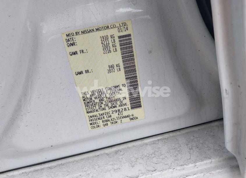 Photo 9 of 2014 Nissan Altima 2.5/S/SV/SL (VIN 1N4AL3AP2EC298281)