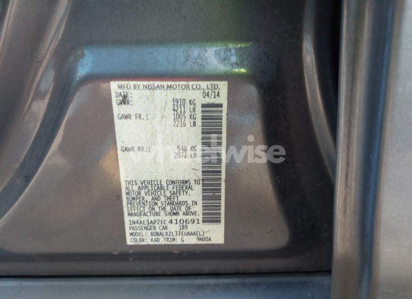 Photo 9 of 2014 Nissan Altima 2.5 S (VIN 1N4AL3AP2EC410691)