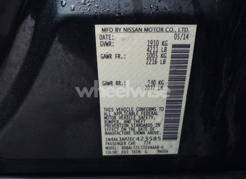 Photo 9 of 2014 Nissan Altima 2.5 SV (VIN 1N4AL3AP2EC423585)